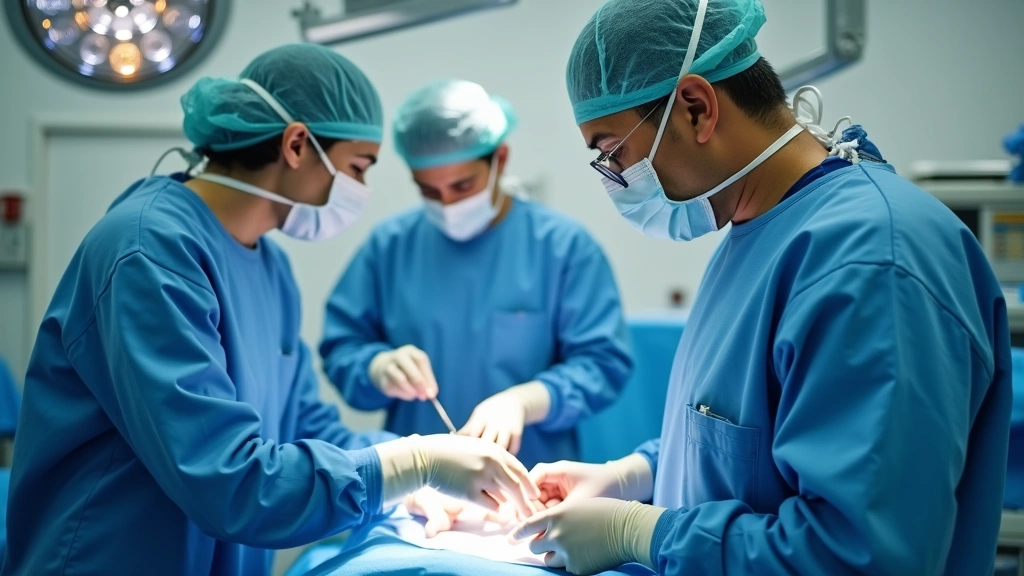 Clinical medical rotation with physician supervising resident in hospital operating room, hands-on patient care training, pro