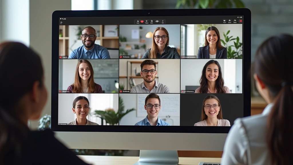 Diverse group of online students on video conference call screens showing collaboration and discussion in virtual classroom s