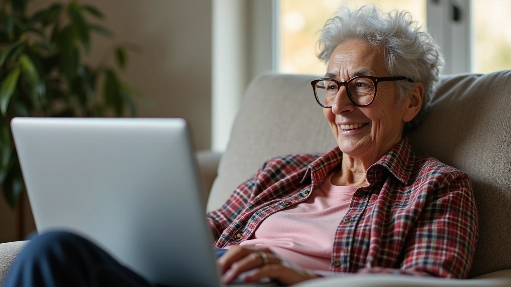 Diverse Medicare beneficiary sitting at home on comfortable chair having telehealth appointment on laptop screen with doctor 