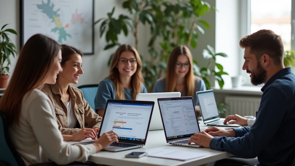 Diverse group of online students in home offices attending virtual class on laptops, engaged in professional development