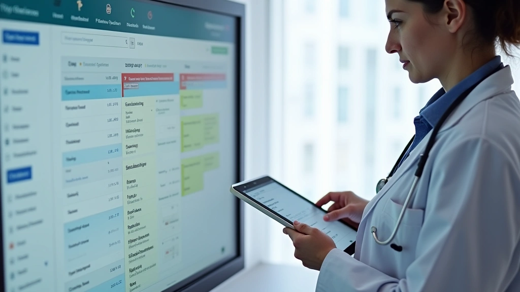 Healthcare provider reviewing patient records on tablet while managing SimplePractice dashboard with scheduling and billing i
