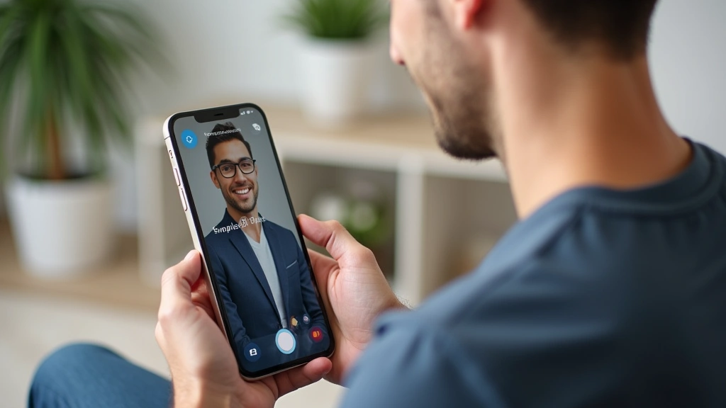 Patient joining telehealth appointment through SimplePractice portal on smartphone in comfortable home setting with professio