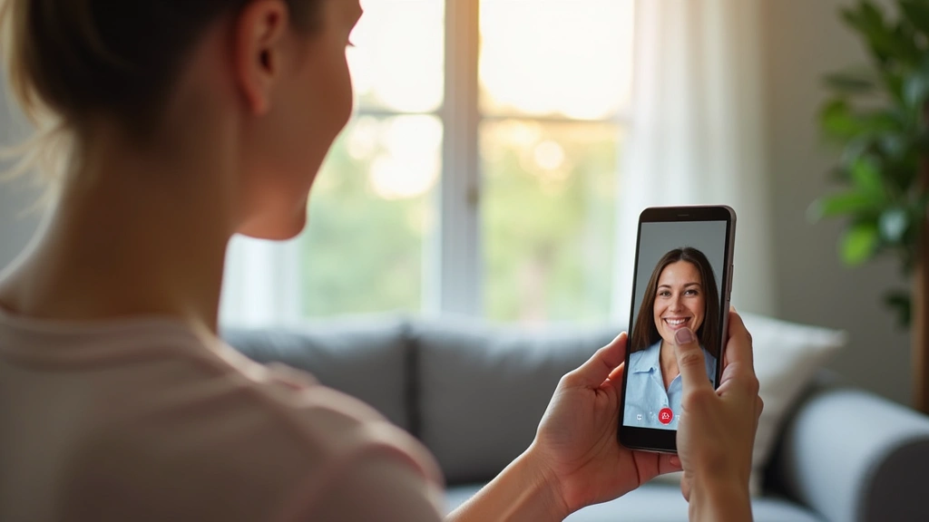 Diverse Florida patient using smartphone for telehealth appointment, relaxed home setting, clear video call display, natural 