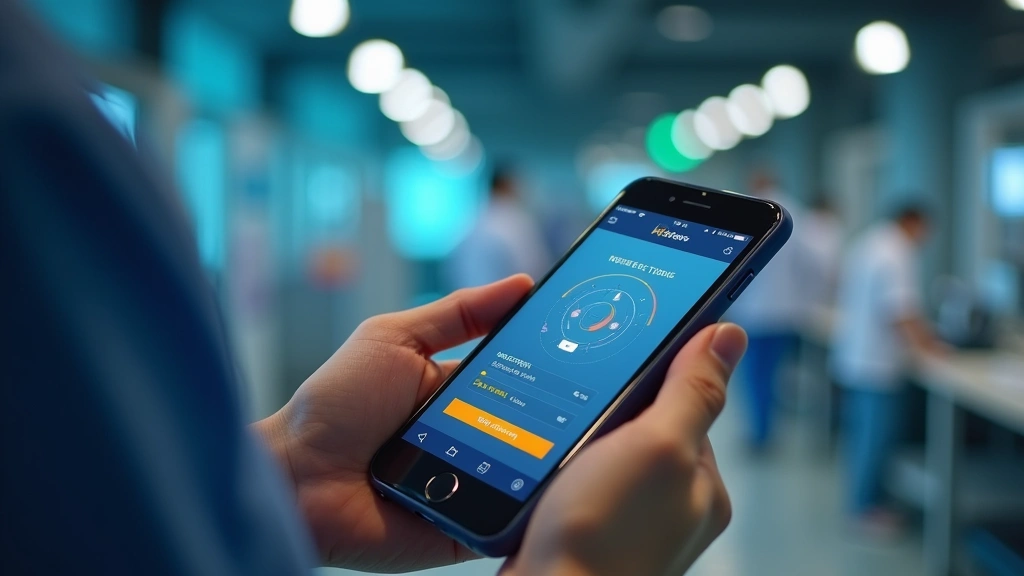 Person using smartphone app interface showing medication refill tracking and delivery status, modern healthcare technology di