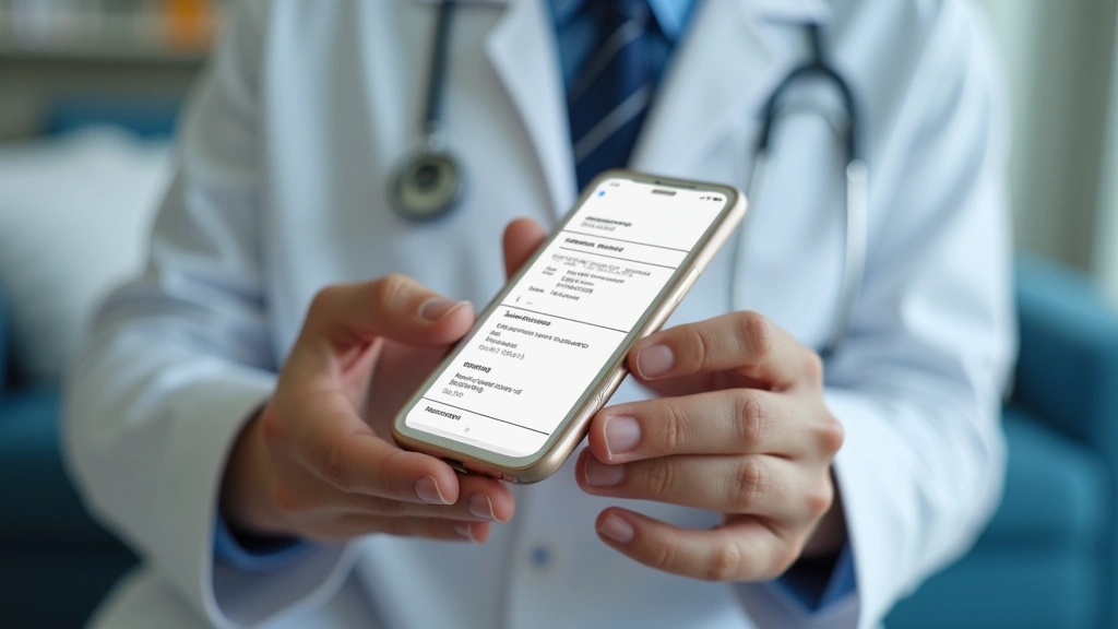 Patient receiving prescription notification on mobile phone from pharmacy, smartphone screen visible, professional healthcare