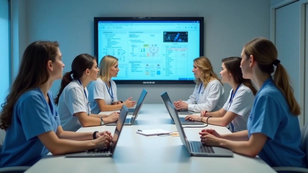 Diverse team of mental health nurses and psychiatrists conducting collaborative patient care meeting in hospital conference r