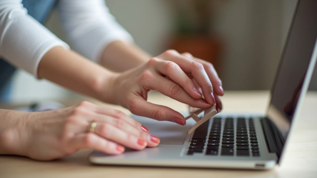 Occupational therapists hands guiding patient through fine motor skill activity using household items during in-home teleheal