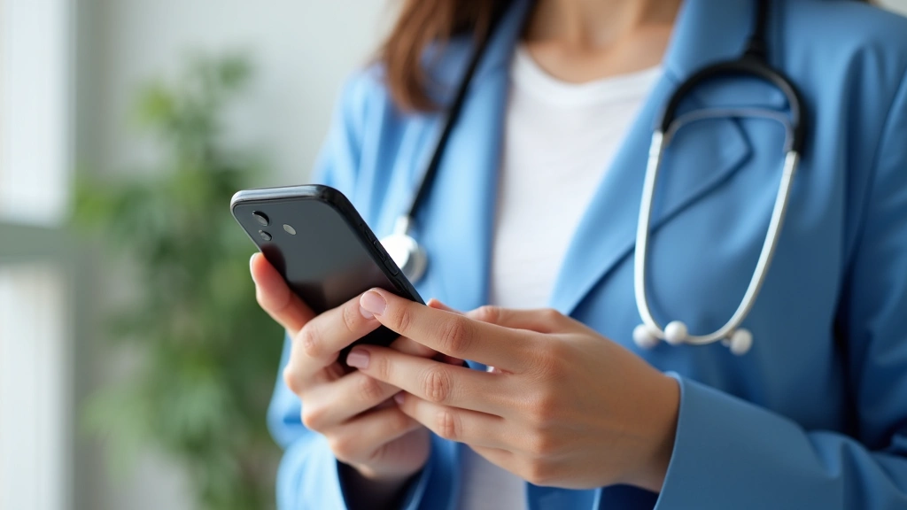 Patient using smartphone to schedule medical appointment through healthcare portal application with calendar visible on mobil