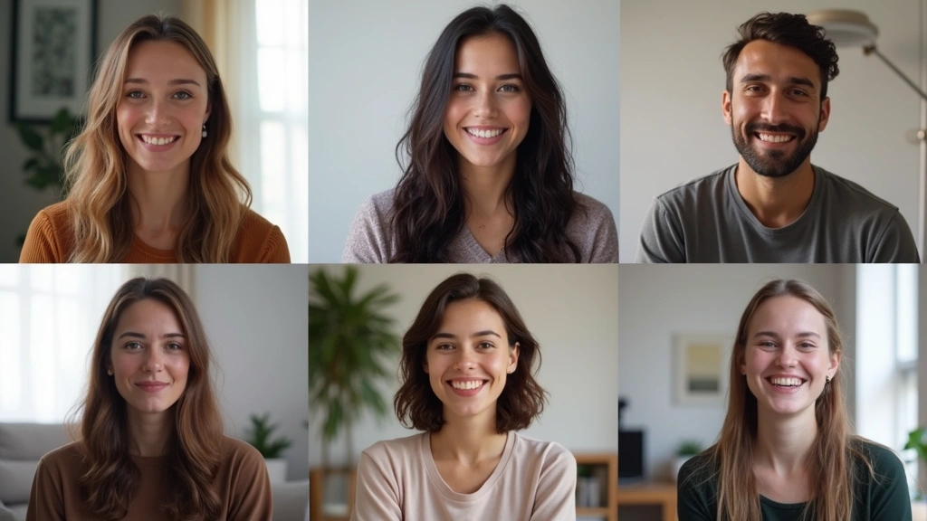 Diverse group of young people in virtual group therapy session, supportive atmosphere, mental health treatment program