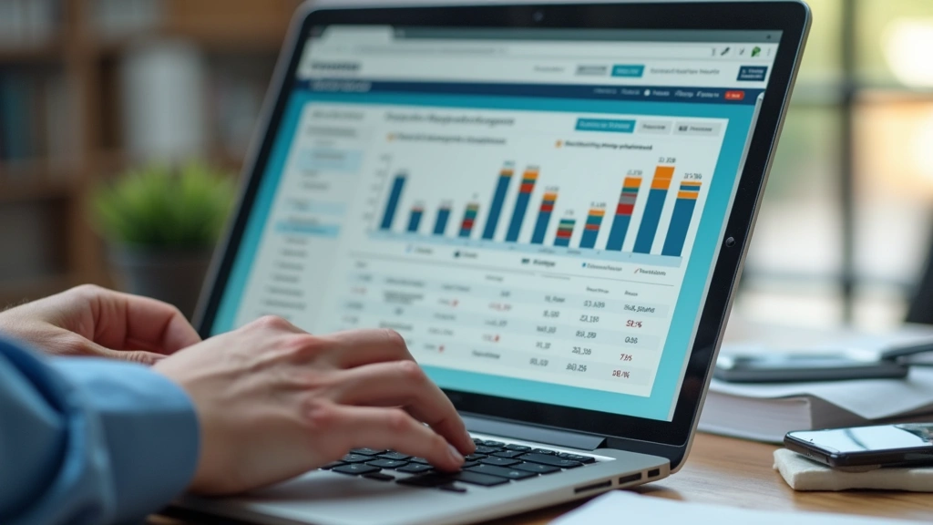 Close-up of hands typing on laptop showing healthcare marketplace comparison charts and insurance plan options on screen, pro