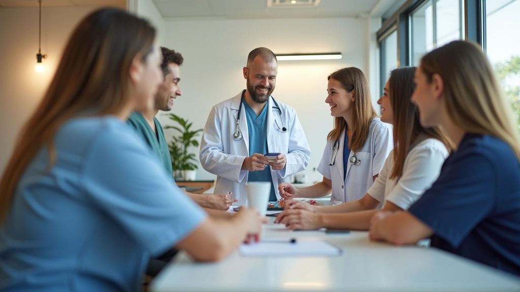 Professional medical clinic reception area with diverse patients checking in, warm lighting, modern healthcare facility interior, no visible text or signage
