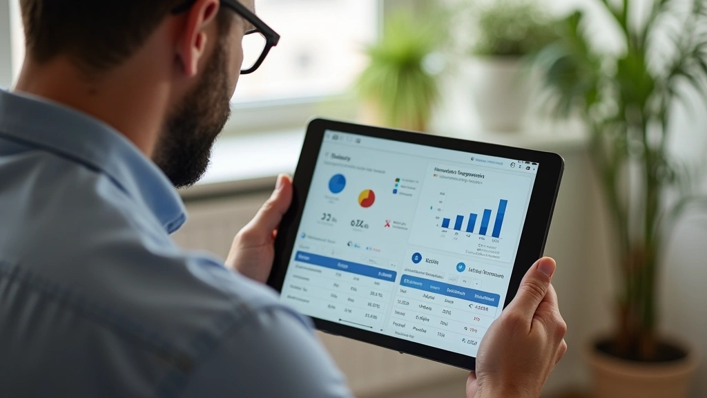 Male patient reviewing personalized health report and treatment protocol on tablet device at home, wellness-focused environme