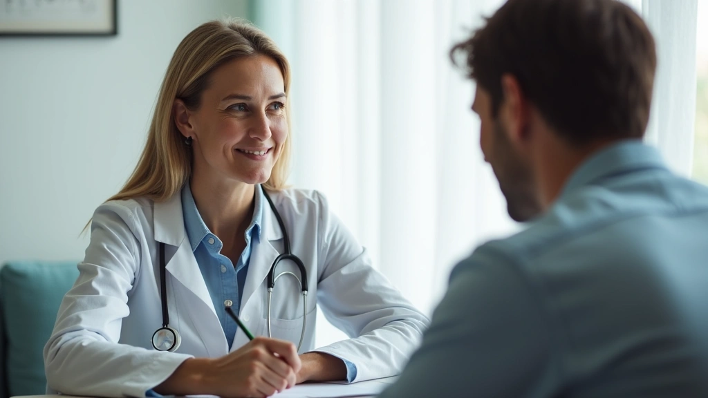 Patient receiving psychiatric evaluation in calm, welcoming clinical setting with medical professional taking notes