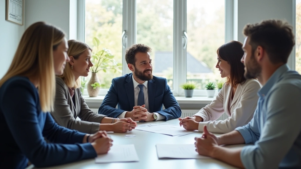 Diverse mental health team in collaborative meeting room reviewing patient files and treatment plans together, psychiatrist, 