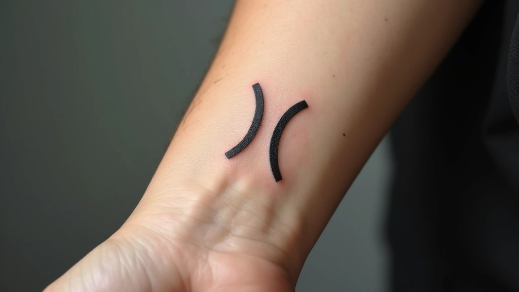 Close-up of a minimalist semicolon tattoo on inner wrist, professional photography with natural lighting, clean skin, artistic focus on symbol details