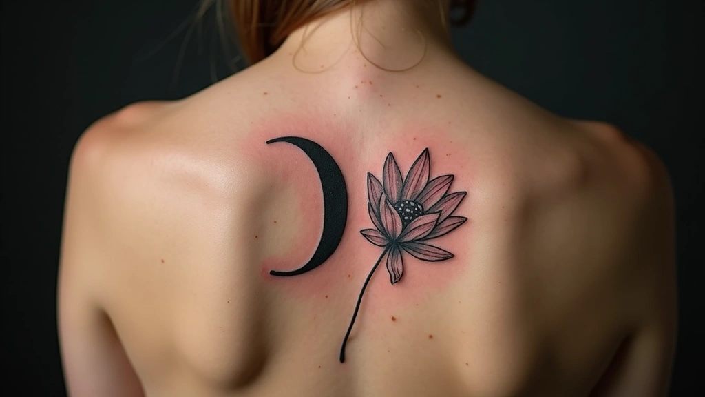 Meaningful mental health tattoo with multiple symbols including semicolon and lotus flower combined, artistic professional ph