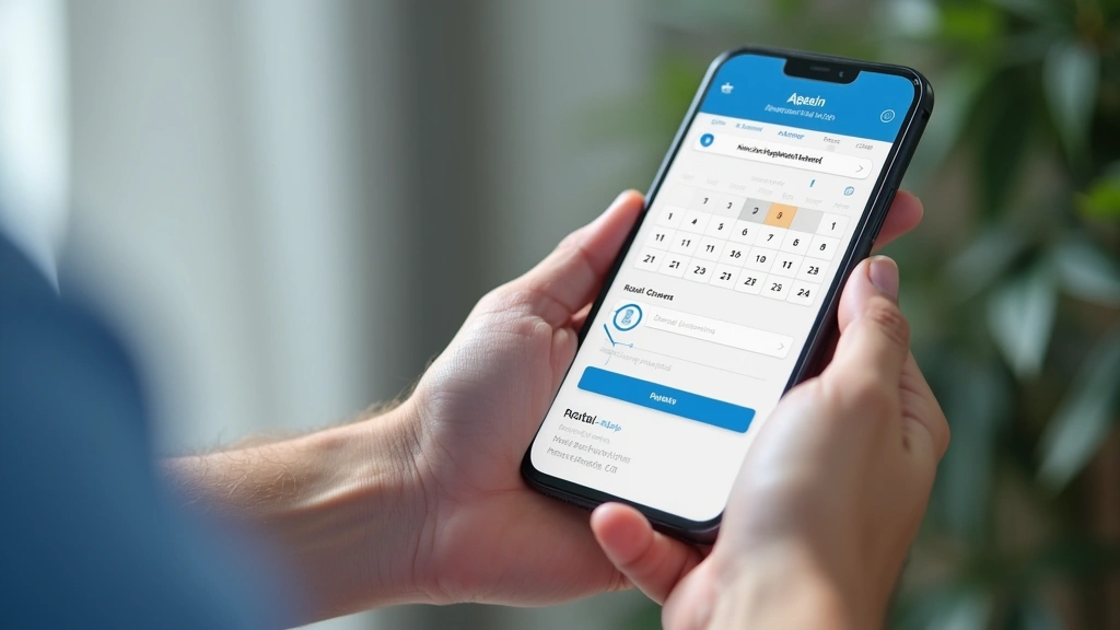 Patient using smartphone to schedule medical appointment through healthcare app interface with calendar and provider selectio
