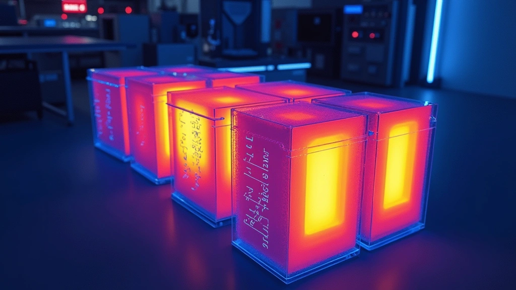 Tesla battery pack thermal imaging showing temperature distribution and health status, technical diagnostic visualization in 