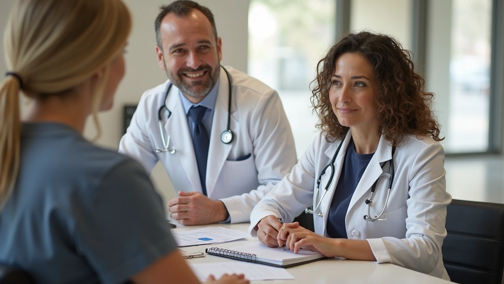 Diverse medical team in Lawton community health center reception area, welcoming atmosphere, administrative staff assisting p