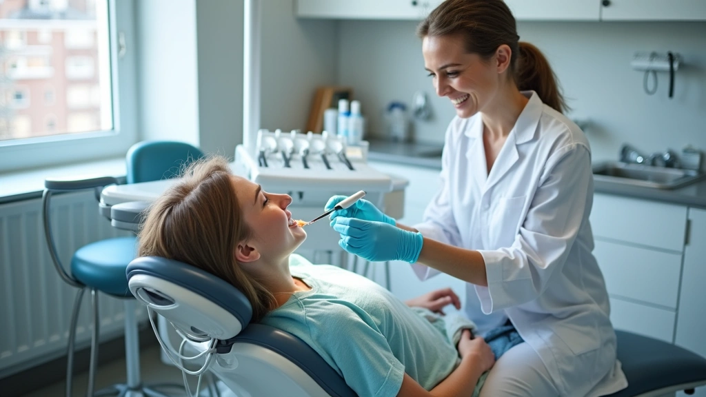 Dental hygienist providing preventive dental care in modern clinic setting, patient in dental chair, professional healthcare 