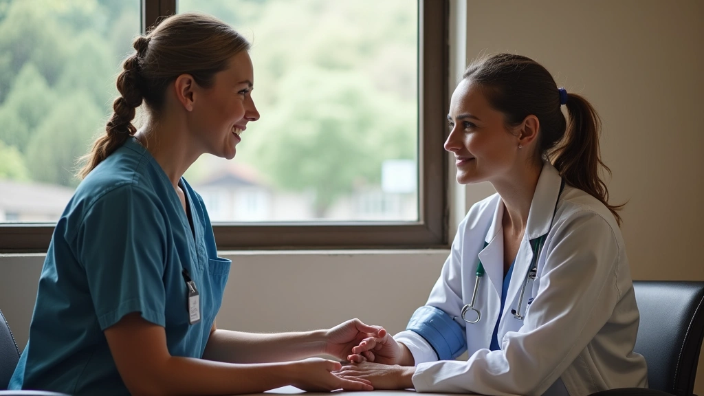 Patient receiving preventive health screening at community health center, nurse taking vital signs, inclusive healthcare sett