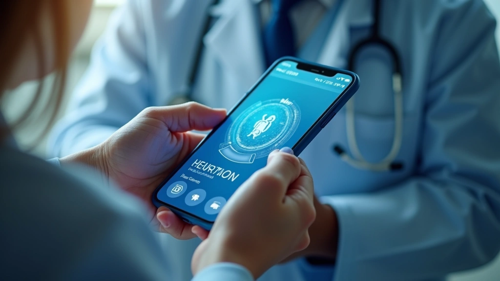 Person using smartphone to access healthcare patient portal app, mobile health management, secure digital health interface on
