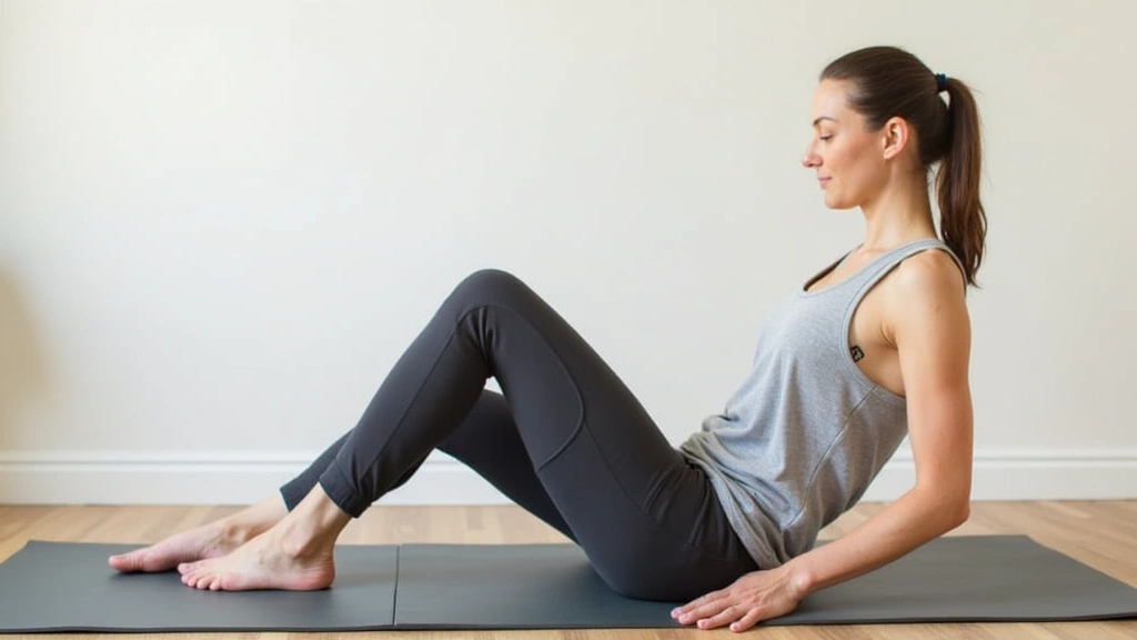 Person practicing pilates exercises on mat with proper form, showing improved posture and body alignment during workout sessi
