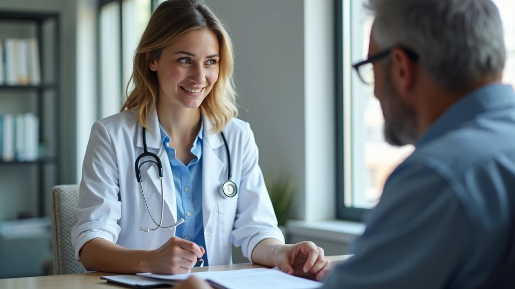 Licensed psychiatrist reviewing patient notes on tablet during telehealth session, clinical environment, professional attire,